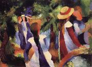 August Macke Girls Amongst Trees oil on canvas